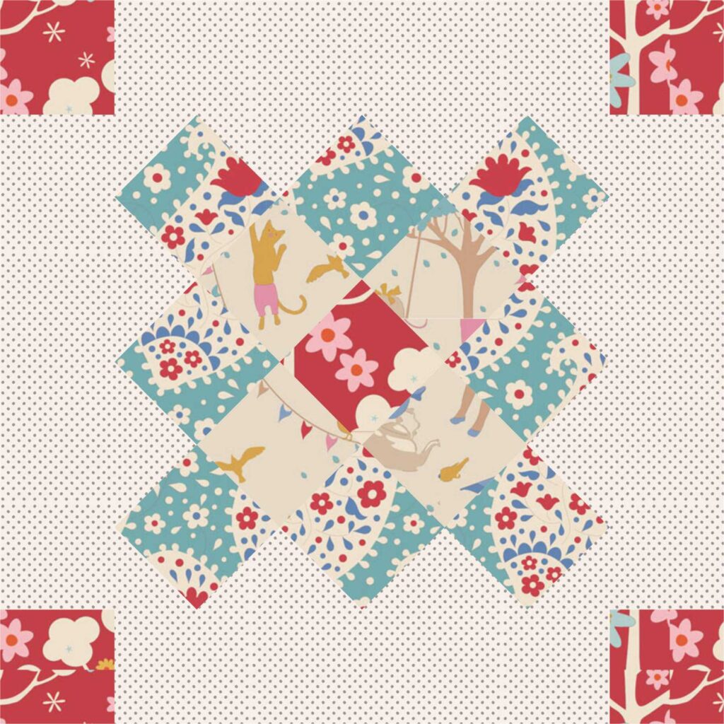 turquoise small granny square quilt block