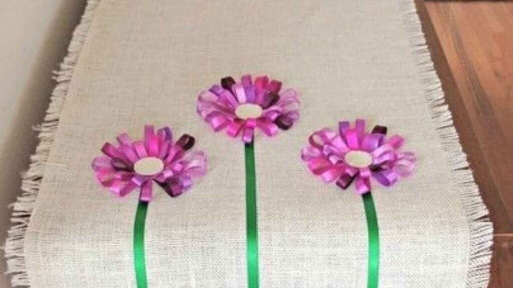Colorful flower decorations on table runner